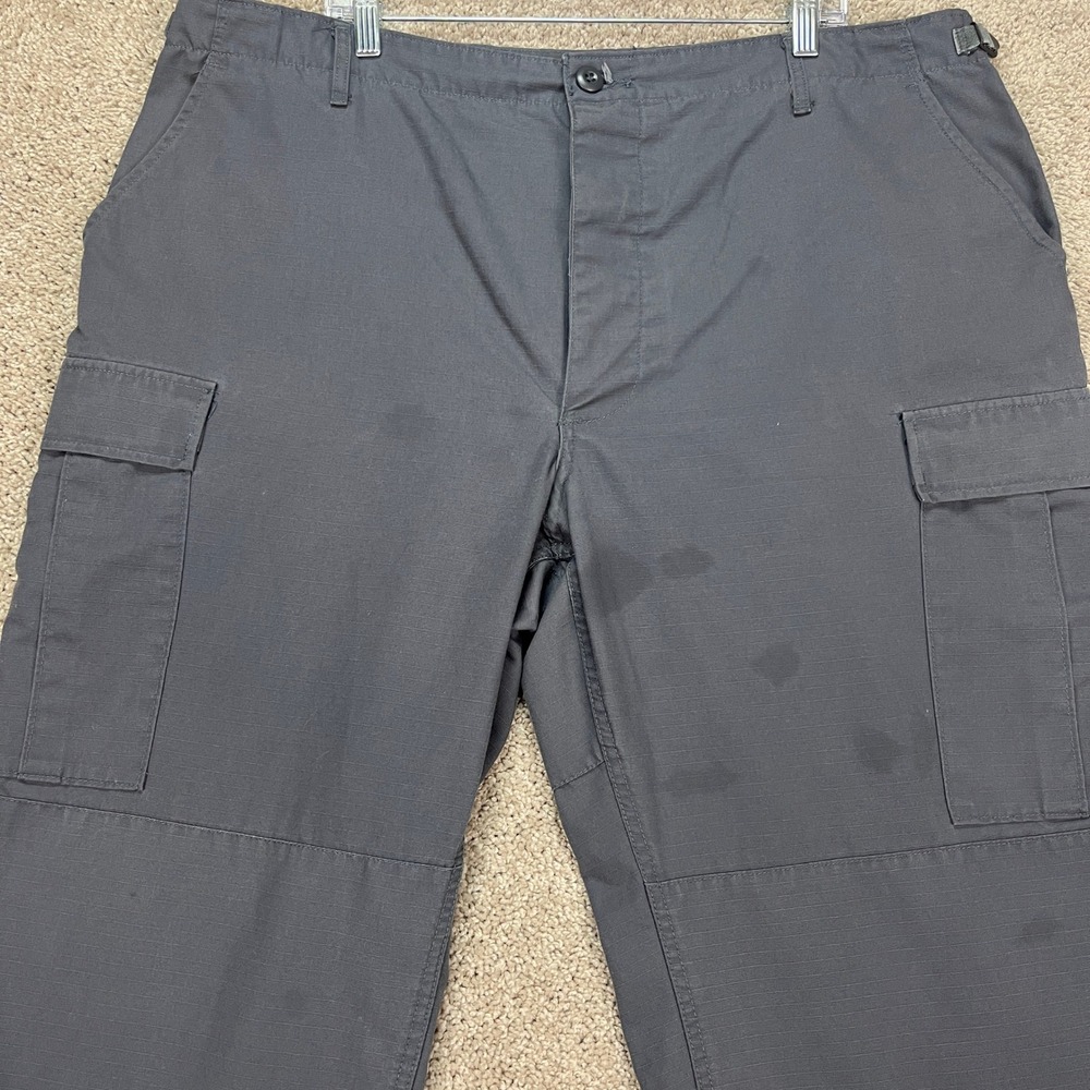 Propper Mens XL Cargo‎ Pants Gray Utility Multi Pocket Drawstring Bottoms STAINS